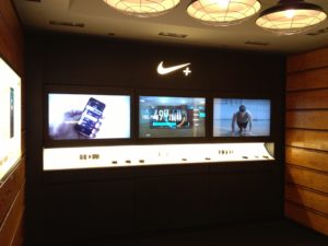 Photograph of Niketown New York with Fuelband Product Displays and Graphics