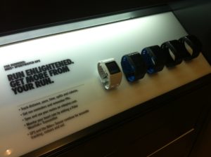Photograph of Nike store Fuelband Product Displays