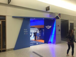 Photograph of a children's aviation-themed play area at JetBlue's JFK Terminal
